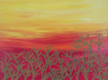 Pittura intitolato "Fields of gold" da Julia Kirilov, Opera d'arte originale, Acrilico Montato su Telaio per barella in legno