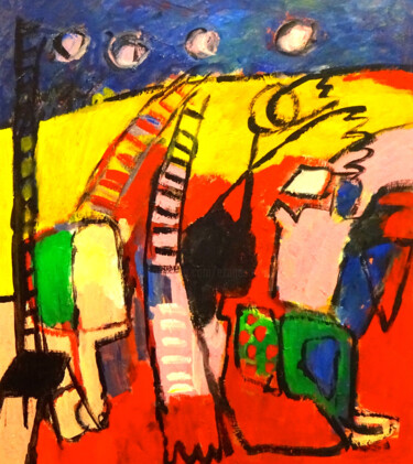 绘画 标题为“Composition 7277” 由Engelina Zandstra, 原创艺术品, 丙烯 安装在木质担架架上