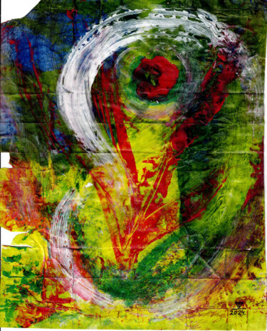 绘画 标题为“Buborék Virág - 1.” 由László Székács, 原创艺术品, 丙烯