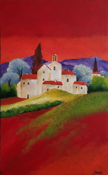 Peinture intitulée "SOIR EN PROVENCE" par Severine Soulas, Œuvre d'art originale, Acrylique Monté sur Châssis en bois