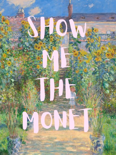 Digitale Kunst getiteld "Show Me Monet's Path" door Chun Yu Guan, Origineel Kunstwerk, AI gegenereerde afbeelding Gemonteerd…