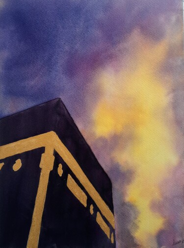 Kaaba painting 2 Schilderij getiteld "Kaaba painting 2" door Fineartderya, Origineel Kunstwerk, Aquarel