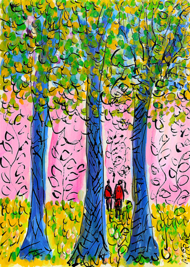 Painting titled "Amour rose" by Jean Mirre, Original Artwork, Oil
