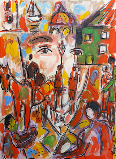 Pittura intitolato "Cervantès" da Jean Mirre, Opera d'arte originale, Olio