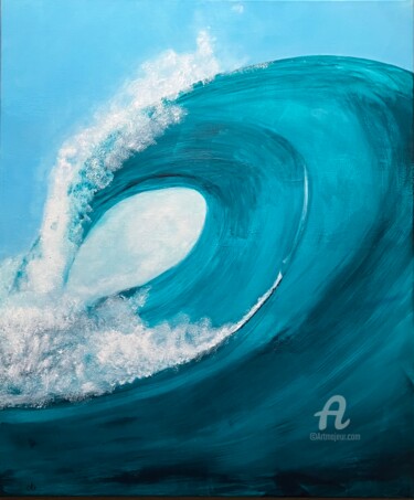 제목이 "La Vague"인 미술작품 Carole Labeyrie (Karolab)로, 원작, 아크릴 나무 들것 프레임에 장착됨