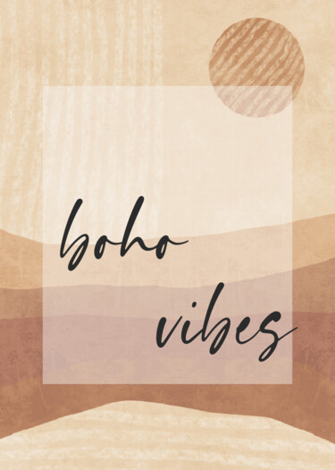 数字艺术 标题为“Boho Vibes Wall Art” 由春宇 关, 原创艺术品, AI生成的图像 安装在纸板上