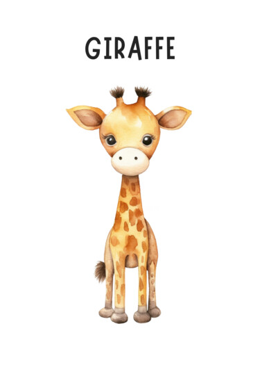 Digital Arts με τίτλο "Giraffe Watercolor…" από 春宇 关, Αυθεντικά έργα τέχνης, Εικόνα που δημιουργήθηκε με AI Τοποθετήθηκε στο…