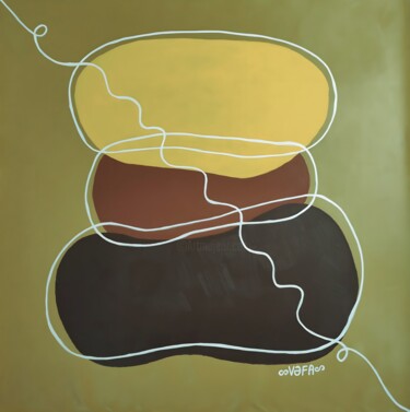 Zen Minimalism. Stones in Earth Tones. Wabi-Sabi - Print Arte digitale intitolato "Zen Minimalism. Sto…" da Vafa Majidli, Opera d'arte originale, Pittura digitale