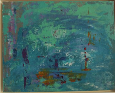 Painting titled "abstrakte Landschaf…" by Barbara Schwehn, Original Artwork, Acrylic Mounted on Wood Panel