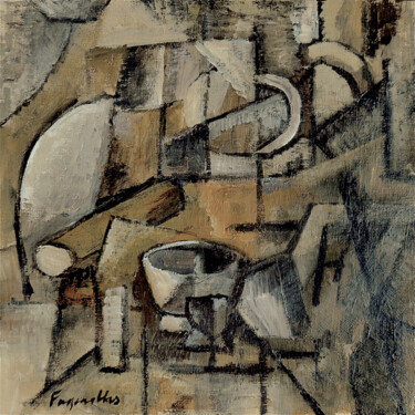 绘画 标题为“Nature morte à la t…” 由Henri Fagerolles, 原创艺术品, 颜料 安装在纸板上