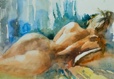 Nude figure #12024 绘画 标题为“Nude figure #12024” 由Oleksandr Desiatnychuk (Oleksandr Desiat), 原创艺术品, 水彩
