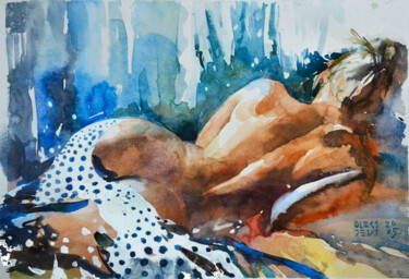 Painting titled "The Dream of a Youn…" by Oleksandr Desiatnychuk (Oleksandr Desiat), Original Artwork, Watercolor