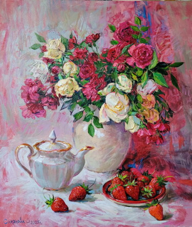 "The Taste of Summer" 60x70 cm original painting Pintura intitulada ""The Taste of Summe…" por Simanolya, Obras de arte originais, Óleo Montado em Armação em madeira