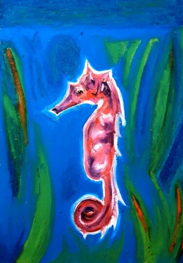 Pintura intitulada "Seepferdchen" por Anne Goldhahn, Obras de arte originais, Giz