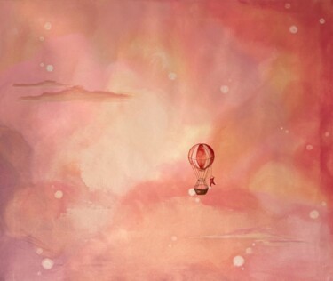 제목이 "Hot air balloon"인 미술작품 Elena Koroleva로, 원작, 아크릴