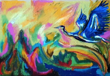 绘画 标题为“Blauer Reiher” 由Anne Goldhahn, 原创艺术品, 粉笔