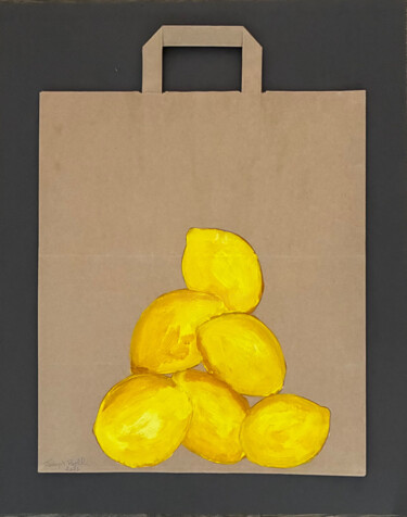 绘画 标题为“Sac en papier et ci…” 由Joseph Rethlin, 原创艺术品, 丙烯 安装在木板上