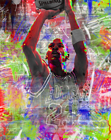 pop art street art célébrité 42-M Jordan 数字艺术 标题为“pop art street art…” 由Yank, 原创艺术品, 数字拼贴