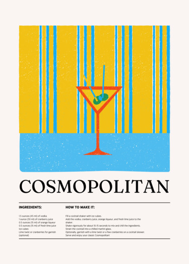Digitale Kunst getiteld "Cosmopolitan Cockta…" door Chun Yu Guan, Origineel Kunstwerk, AI gegenereerde afbeelding Gemonteerd…