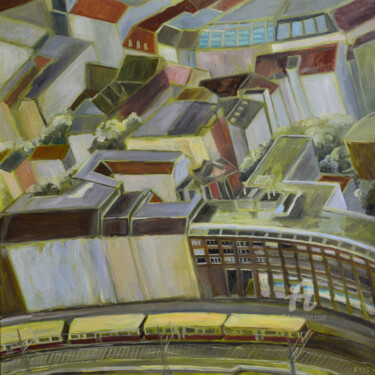 Pittura intitolato "View from the Berli…" da Katarzyna Machejek, Opera d'arte originale, Olio Montato su Telaio per barella…