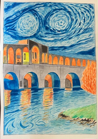 Painting titled "The bridge" by Siyavash Chegeni, Original Artwork, Watercolor