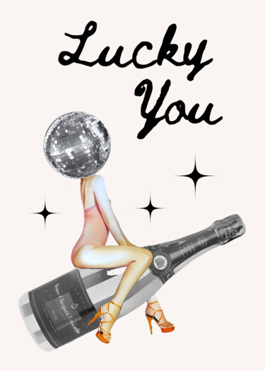 제목이 "Lucky You - Sparkli…"인 디지털 아트 春宇 关로, 원작, AI 생성 이미지 판지에 장착됨