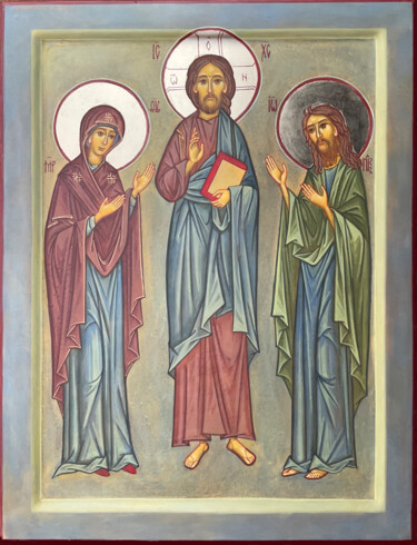 Deesis - Virgin Mary, Jesus Christ, John the Baptist "Deesis - Virgin Mar…" başlıklı Tablo Evija Rudzite tarafından, Orijinal sanat, Pigmentler