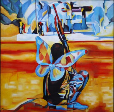Pittura intitolato "Soldado Infantil" da Ks Green, Opera d'arte originale, Olio