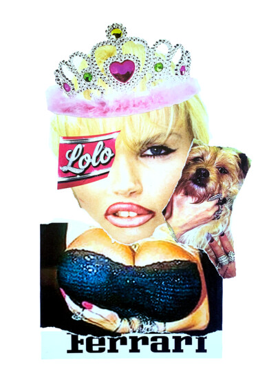 Collages getiteld "I'm Just A Gurl #6" door Juliet Bowi, Origineel Kunstwerk, Collages Gemonteerd op Karton