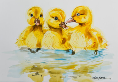 绘画 标题为“duckling” 由Kang Zhou, 原创艺术品, 水彩