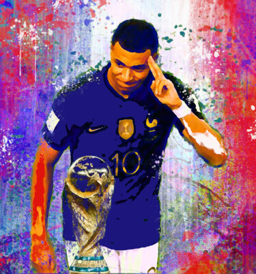 pop art street art célébrité 44- Mbappé Arte digitale intitolato "pop art street art…" da Yank, Opera d'arte originale, Collage digitale Montato su Cartone
