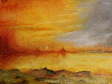 绘画 标题为“Monterrey Sunset” 由Willis Moore, 原创艺术品, 油 安装在木质担架架上