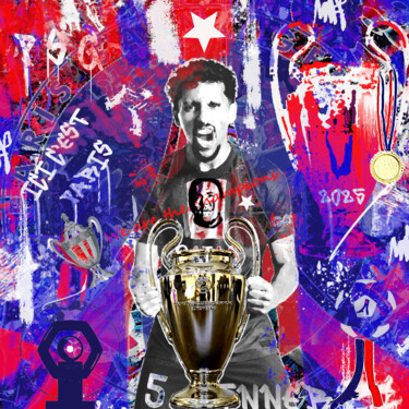 Pop art street art célébrité 45-Marquinios Psg 2025 数字艺术 标题为“Pop art street art…” 由Yank, 原创艺术品, 数字拼贴 安装在木质担架架上