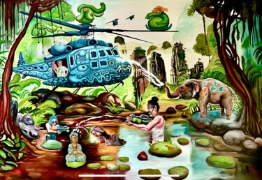 "Thai Airforce" başlıklı Tablo Paolo Chiarloni tarafından, Orijinal sanat, Petrol