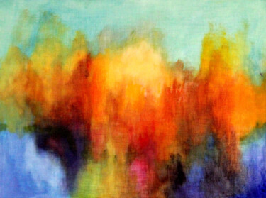 Pintura titulada "Autum Trees" por Willis Moore, Obra de arte original, Oleo Montado en Panel de madera