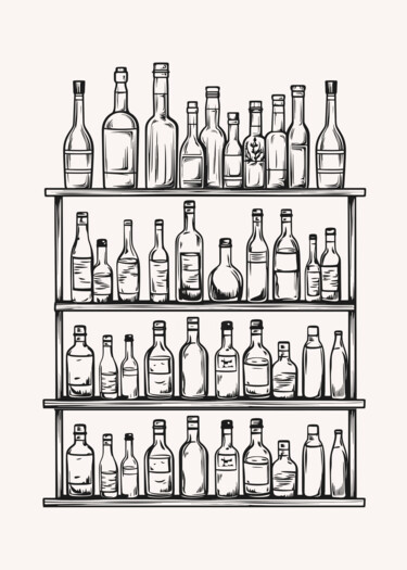 Digitale Kunst mit dem Titel "Vintage Barware Col…" von Chun Yu Guan, Original-Kunstwerk, KI-generiertes Bild Auf Karton mon…