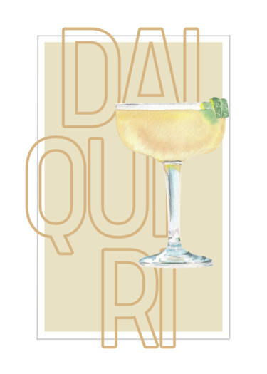 Digitale Kunst getiteld "Daiquiri Cocktail A…" door Chun Yu Guan, Origineel Kunstwerk, AI gegenereerde afbeelding Gemonteerd…