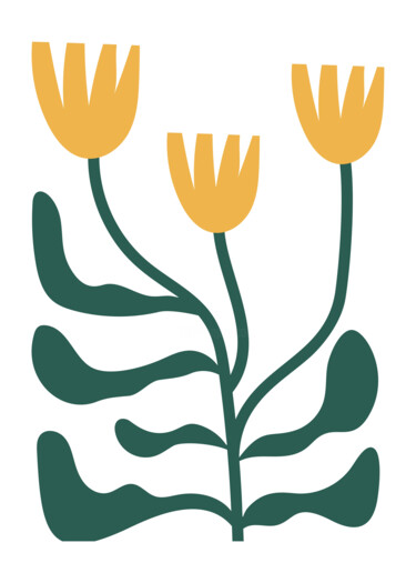数字艺术 标题为“Tulip Trio - Modern…” 由春宇 关, 原创艺术品, AI生成的图像 安装在纸板上