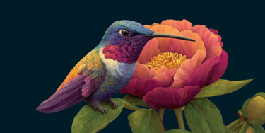 Digital Arts titled "Hummingbird on Paeo…" by Antoni Albalat Salanova, Original Artwork, AI generated image
