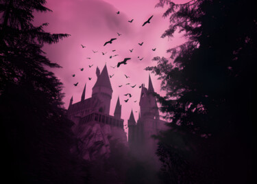 제목이 "Mystical Hogwarts C…"인 디지털 아트 春宇 关로, 원작, AI 생성 이미지 판지에 장착됨