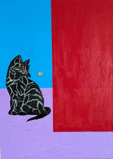 Painting titled "Cat" by Anna Chekanina, Original Artwork, Acrylic