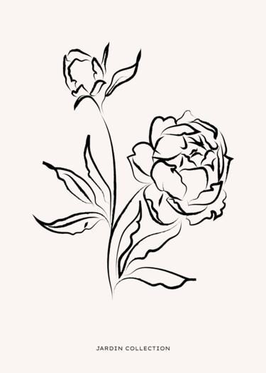 Digitale Kunst getiteld "Elegant Peony Bloss…" door Chun Yu Guan, Origineel Kunstwerk, AI gegenereerde afbeelding Gemonteerd…