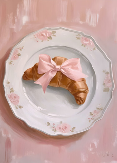Digital Arts titled "Croissant Delight o…" by Chun Yu Guan, Original Artwork, AI generated image Mounted on Cardboard