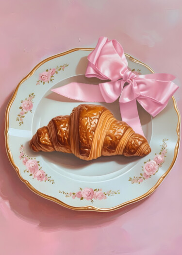 数字艺术 标题为“Croissant Delight o…” 由春宇 关, 原创艺术品, AI生成的图像 安装在纸板上