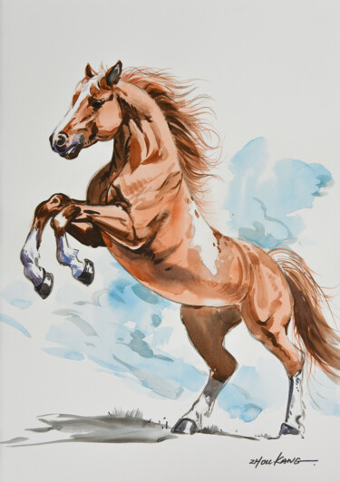 绘画 标题为“horse2” 由Kang Zhou, 原创艺术品, 水彩