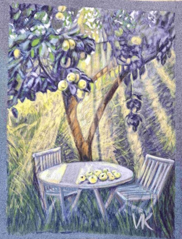 绘画 标题为“Apple Tree in Whisp…” 由Viktoria Köpnick, 原创艺术品, 粉彩 安装在木板上