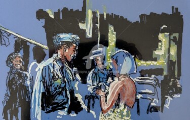 Disegno intitolato "Rencontre avec un m…" da Laurence Fauchart, Opera d'arte originale, Pennarello Montato su Altro pannello…