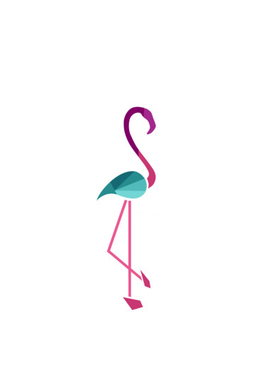 Digital Arts titled "Flamant aux formes…" by Cecile Ducrot, Original Artwork, 2D Digital Work