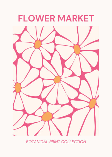 Digitale Kunst getiteld "Botanical Bliss - F…" door Chun Yu Guan, Origineel Kunstwerk, AI gegenereerde afbeelding Gemonteerd…