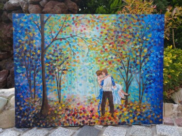 Embrace in the Garden of Light Pittura intitolato "Embrace in the Gard…" da Maryam Zarei, Opera d'arte originale, Acrilico